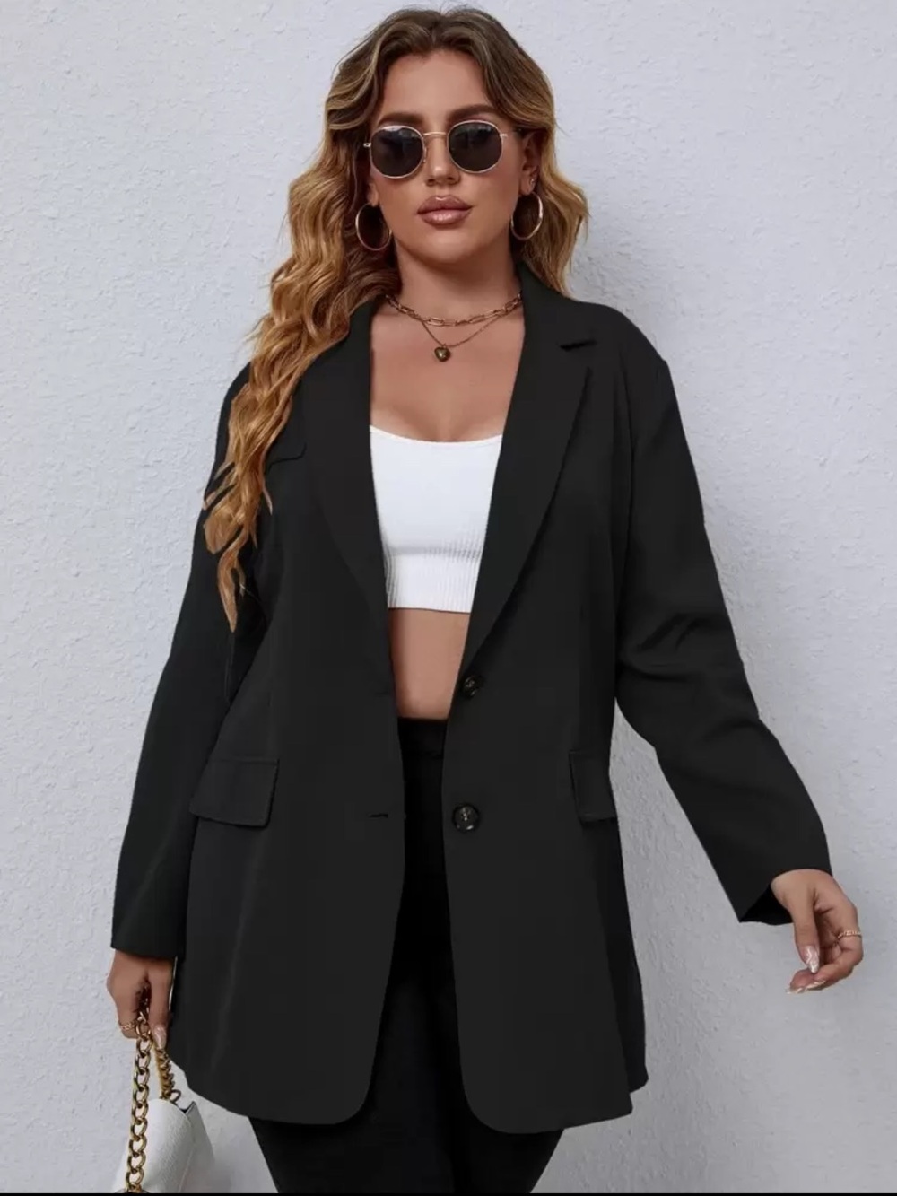 SHEIN Black Relaxed Longline Blazer